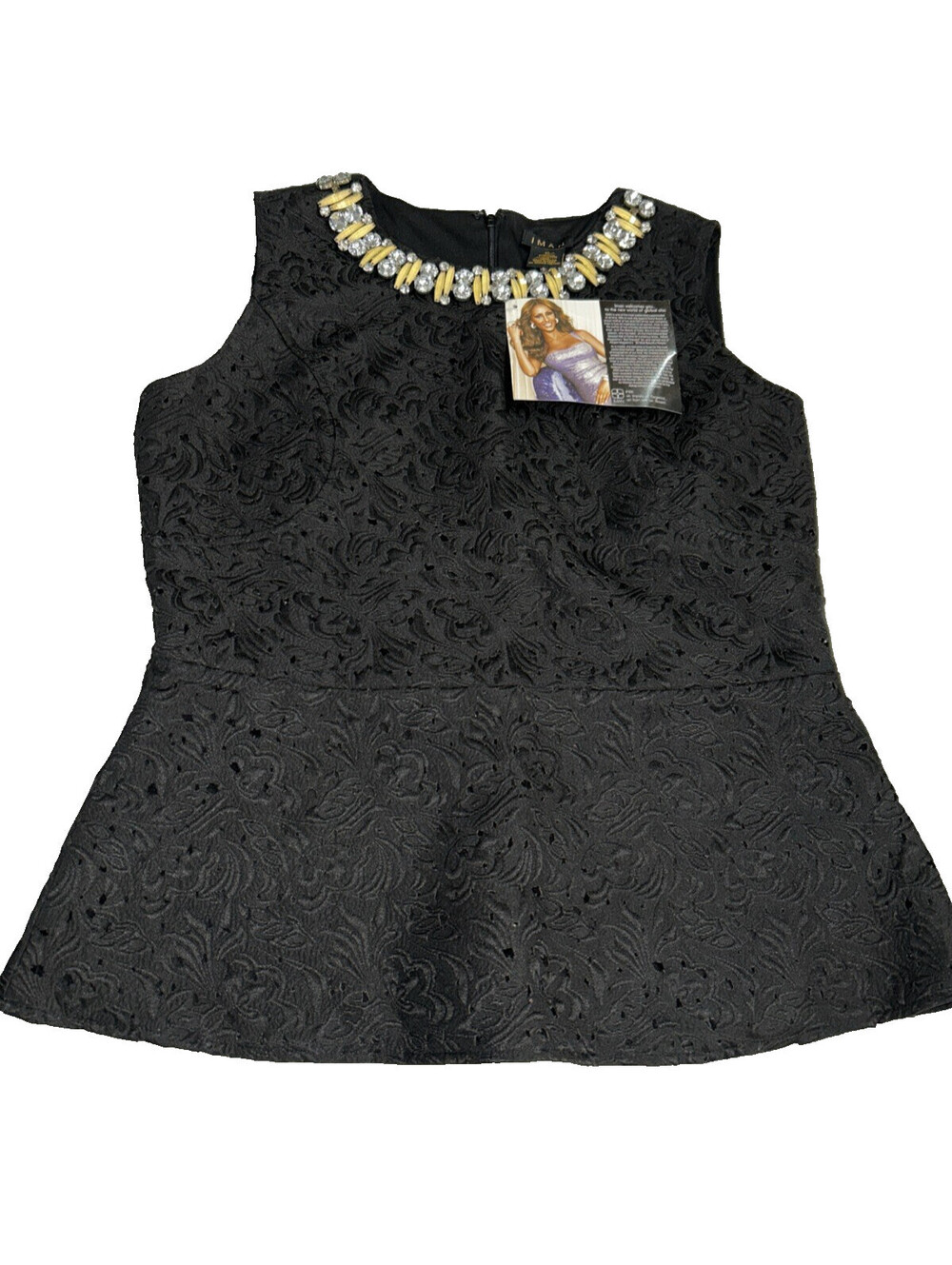 Iman Womens Top Size 12 Black Beaded Dress Skirt
